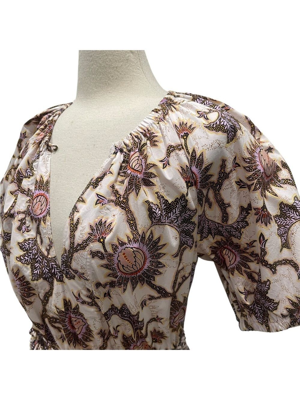 A.L.C. Adelaide Floral Tie Waist Puff Sleeve Mini Dress SZ 10 - Picture 12 of 15